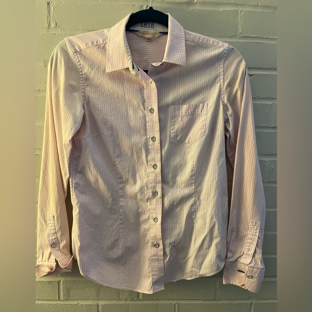 BROOKS BROTHERS - pink and white button down - small checker pattern - size 2